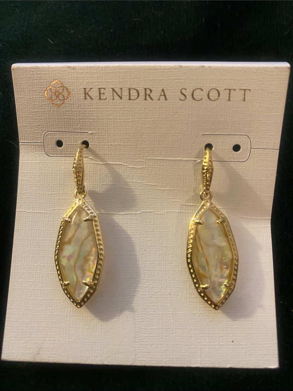 Kendra Scott Gold Iridescent Abalone Marquise Drop Earrings